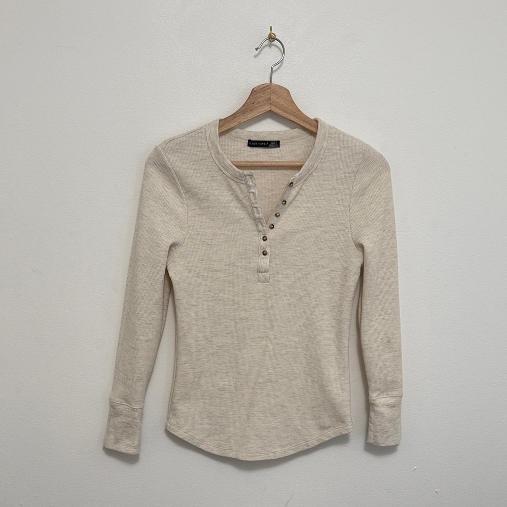 Black Tape Cream Henley Tee